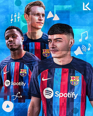 FC Barcelona 2023-24 Home Kit Reveal With Three Players In Blue And Red Stripes HD phone wallpaper