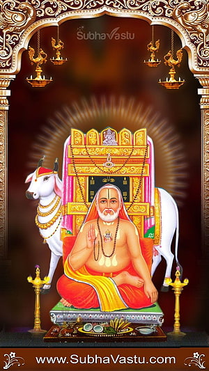 Sri Satya Sai Baba Sitting with Nandi Bull and Oil Lamps HD phone wallpaper