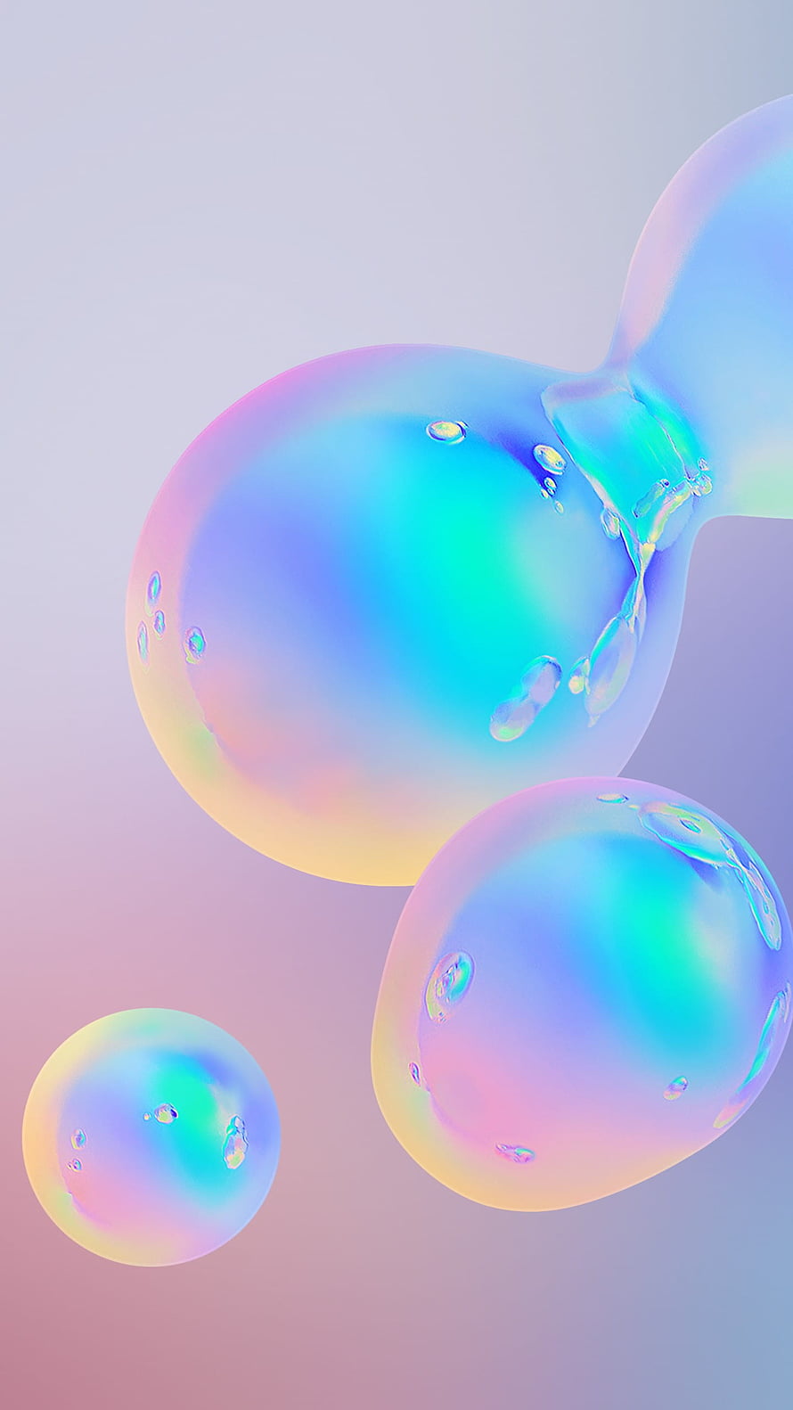 Iridescent Soap Bubbles Floating in Pastel Gradient Background HD phone wallpaper