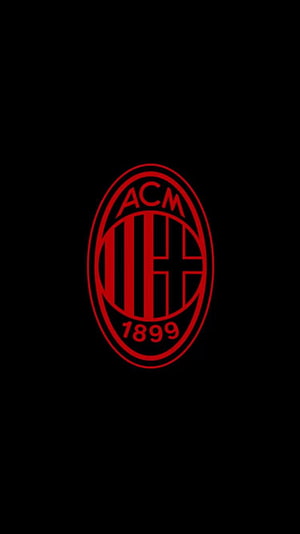 AC Milan Club Crest in Red on Black Background HD phone wallpaper