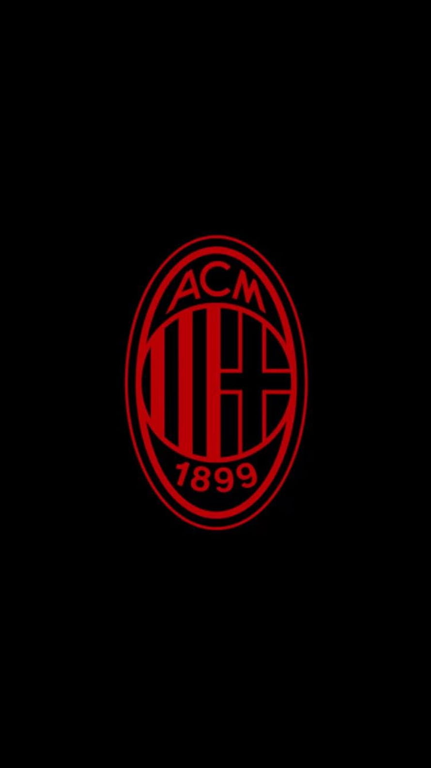 AC Milan Club Crest in Red on Black Background HD phone wallpaper