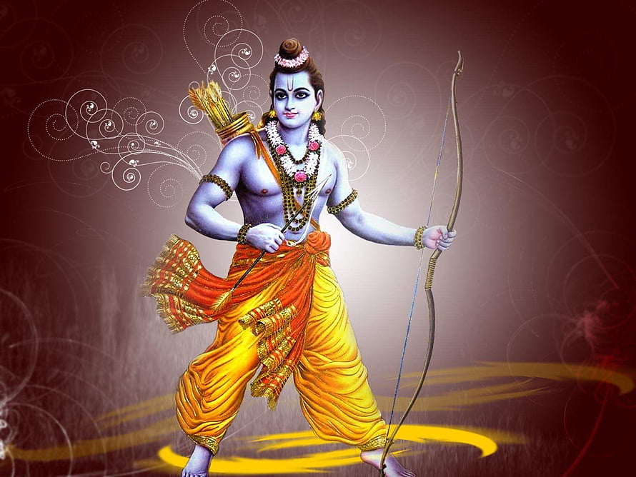 Lord Rama Digital Art with Bow and Arrows in Traditional Attire HD wallpaper