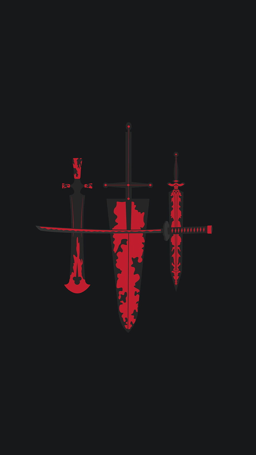 Black Asta and Demon Slayer Sword Collection on Dark Background HD phone wallpaper