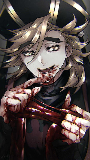 Douma from Demon Slayer in a dark and bloody anime illustration HD phone wallpaper