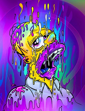 Homer Simpson Melting in Psychedelic Colors HD phone wallpaper