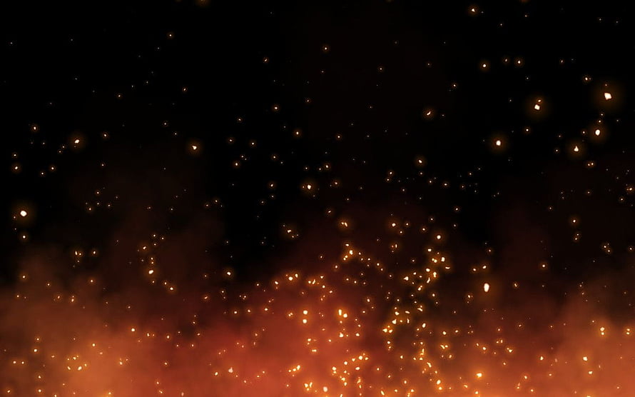 Glowing Orange Sparks Rising Through Dark Smoke Background HD wallpaper