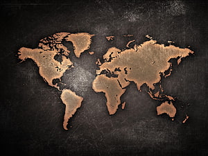 Vintage Rusty World Map On Dark Grunge Background HD wallpaper