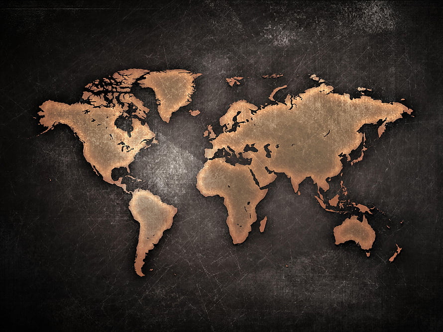 Vintage Rusty World Map On Dark Grunge Background HD wallpaper