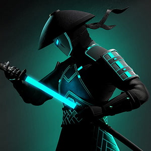 Cyberpunk Samurai Warrior With Glowing Neon Blue Katana And Futuristic Armor HD phone wallpaper