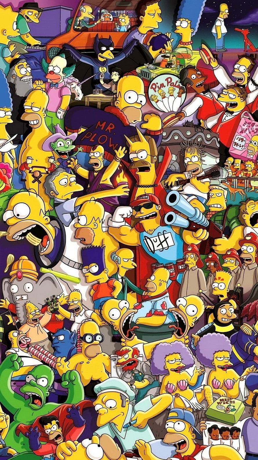 The Simpsons Massive Character Collage Wallpaper Featuring Homer, Bart, Lisa, Marge, and Springfield Residents HD phone wallpaper