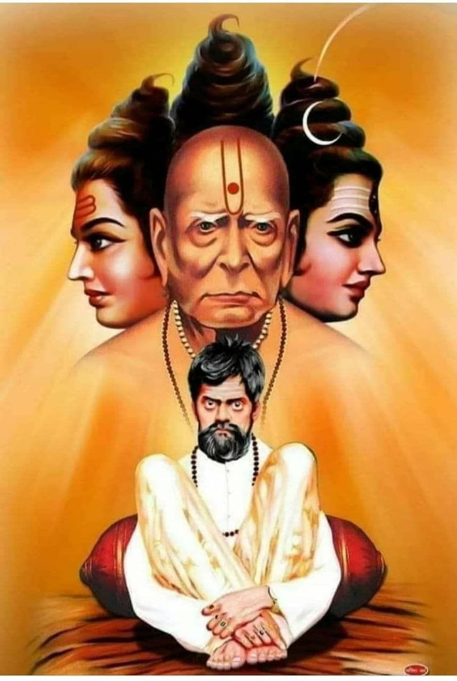 Illustration of Hindu Trinity Brahma Vishnu Shiva with Sages in Meditation Pose HD phone wallpaper