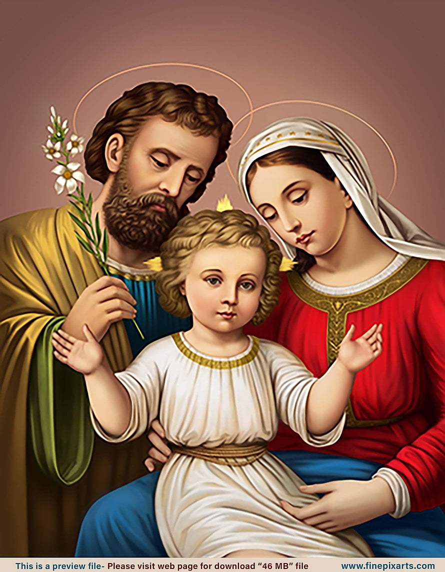 Holy Family of Jesus Mary and Joseph Religious Art Wallpaper HD phone wallpaper