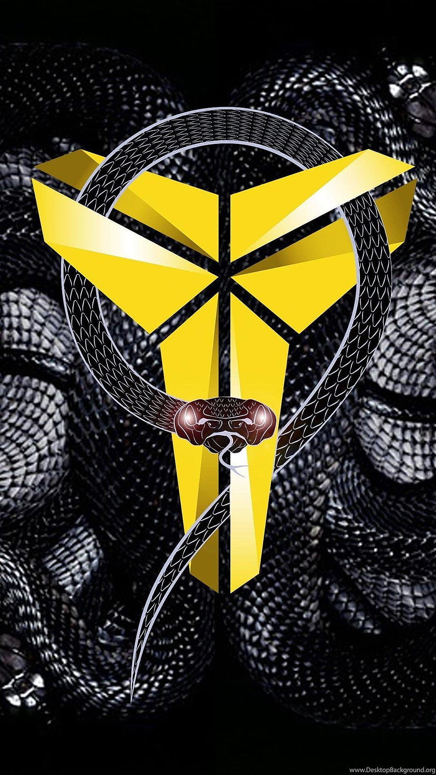 Kobe Bryant Black Mamba Logo with Snake Emblem and Yellow Star Design HD phone wallpaper