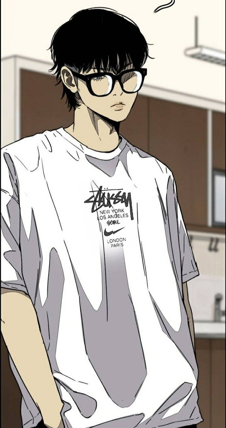 Jay Jo from Windbreaker in a White Graphic T-Shirt and Black Glasses HD phone wallpaper