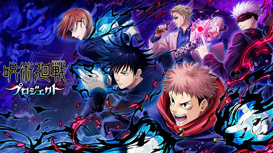 Jujutsu Kaisen Project Key Art Featuring Yuji Itadori and Satoru Gojo in Dynamic Action Pose HD wallpaper