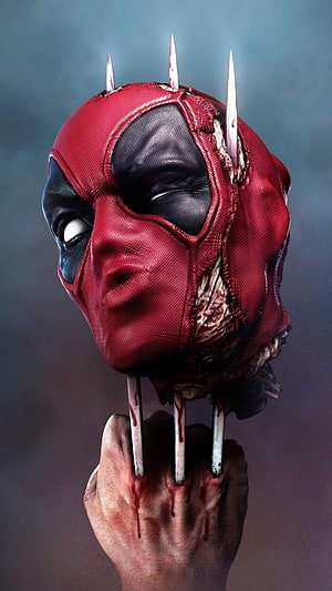 Deadpool Severed Head Impaled on Knives Dark Concept Art HD phone wallpaper