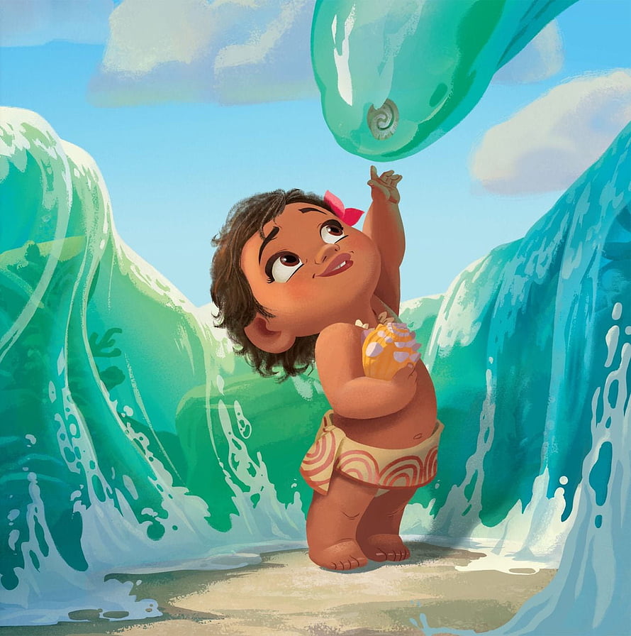 Baby Maui Reaching for a Giant Jellyfish in Ocean Waves HD phone wallpaper
