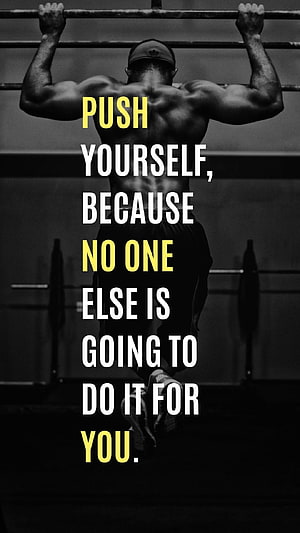 Motivational Gym Quote About Pushing Yourself With Muscular Man Doing Pull Ups, Gym Motivational Quotes ... access, fitness quotes HD phone wallpaper