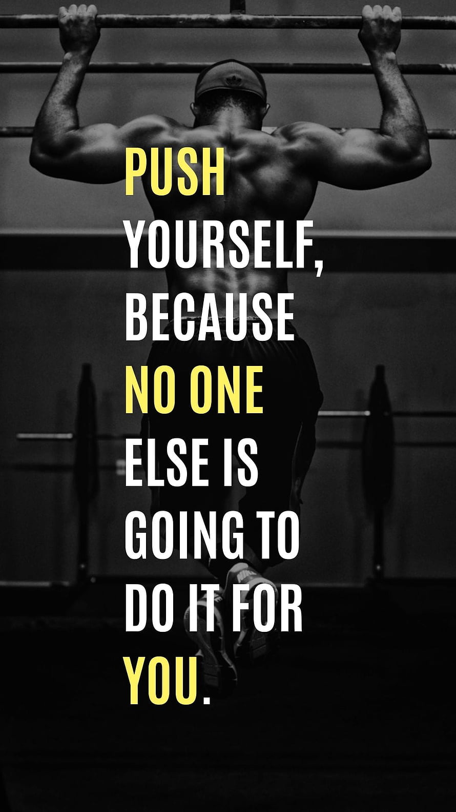 Motivational Gym Quote About Pushing Yourself With Muscular Man Doing Pull Ups, Gym Motivational Quotes ... access, fitness quotes HD phone wallpaper