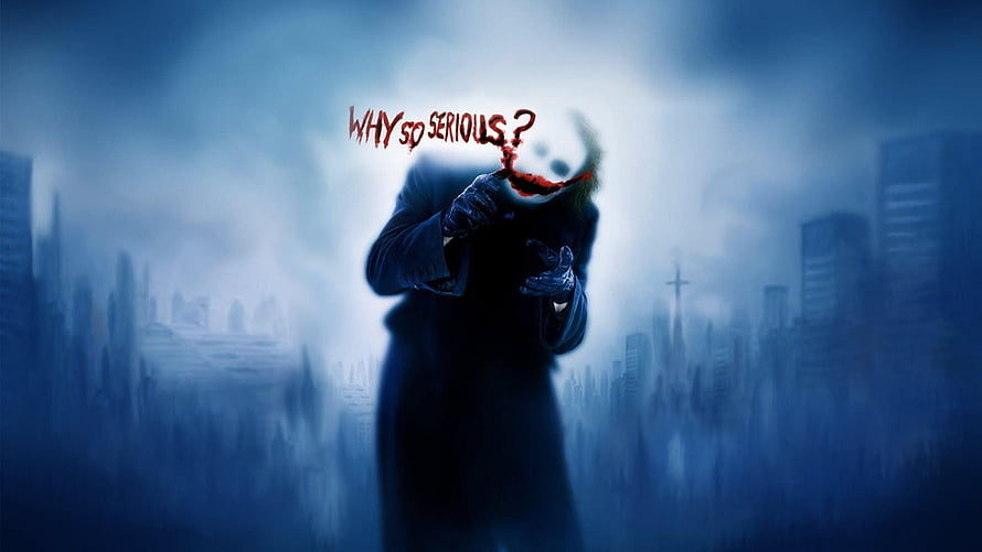 Joker Character in Dark Cityscape with Why So Serious Text HD wallpaper