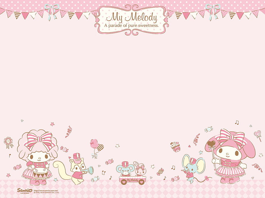 My Melody and Friends Pink Parade Desktop Wallpaper HD wallpaper