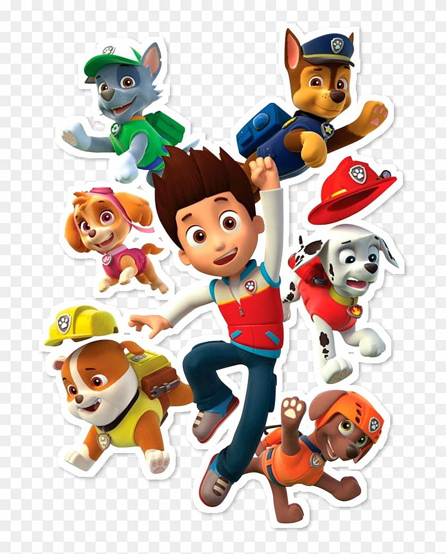 Paw Patrol Team Sticker Sheet Featuring Ryder and Six Puppies in Action Poses HD phone wallpaper