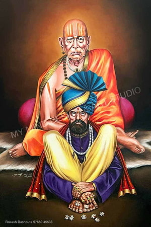 Shankar Maharaj and Guru in Traditional Indian Spiritual Painting HD phone wallpaper