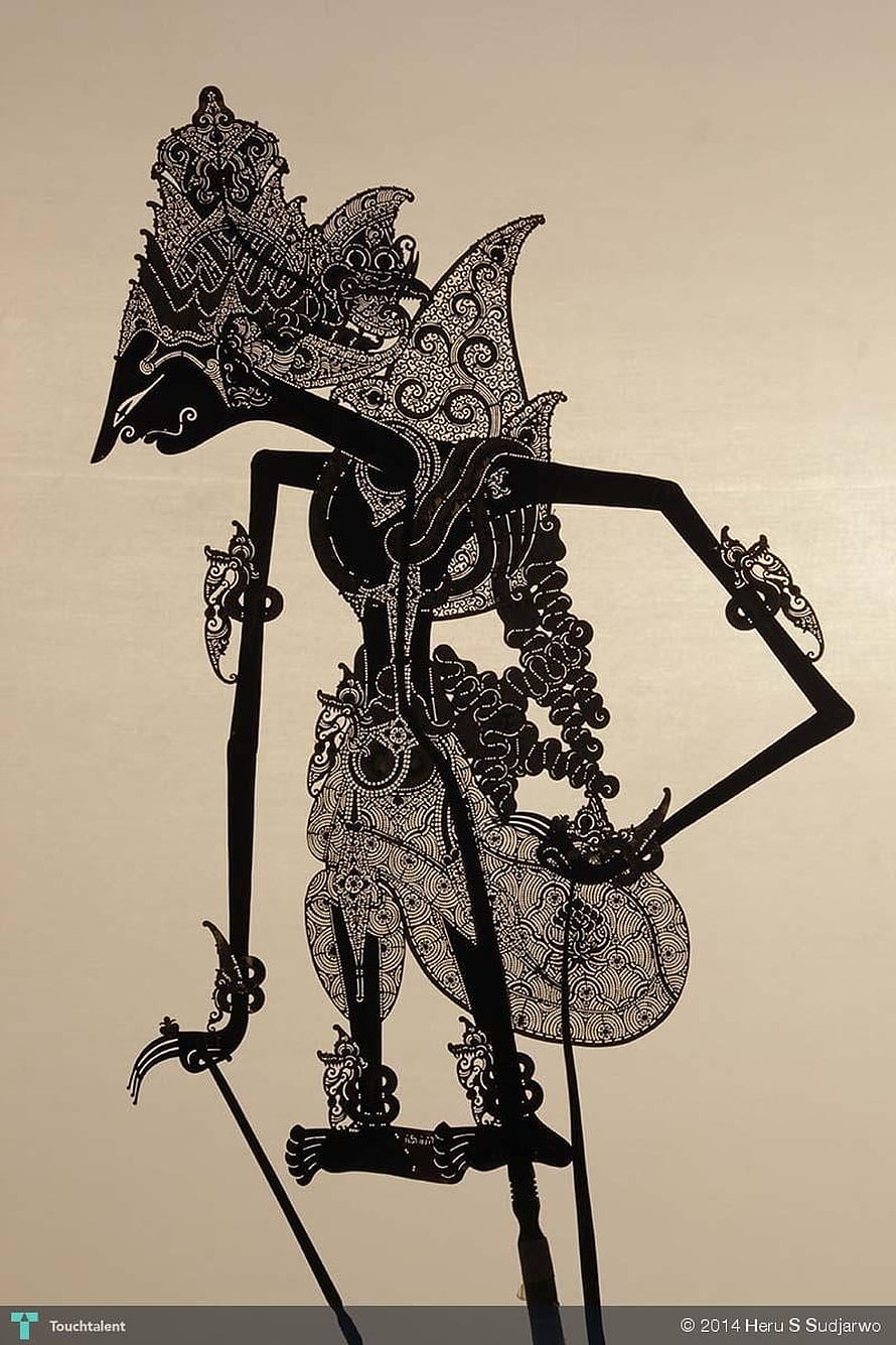Intricate Black Silhouette of Traditional Indonesian Wayang Kulit Shadow Puppet HD phone wallpaper