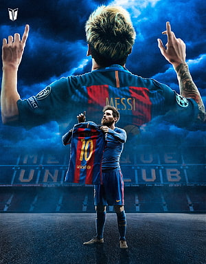 Lionel Messi FC Barcelona 10 Jersey Celebration Wallpaper HD phone wallpaper