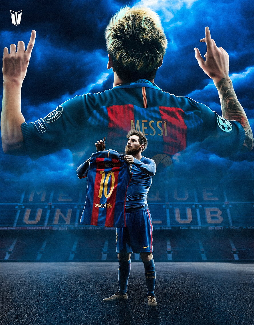 Lionel Messi FC Barcelona 10 Jersey Celebration Wallpaper HD phone wallpaper