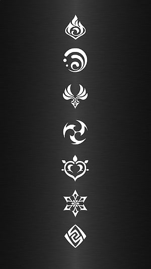 Genshin Impact Seven Elements Symbols Pyro Hydro Anemo Geo Electro Cryo Dendro HD phone wallpaper
