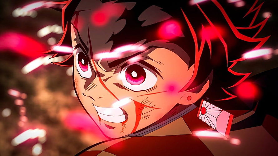 Tanjiro Kamado Intense Battle Close-Up From Demon Slayer Anime HD wallpaper