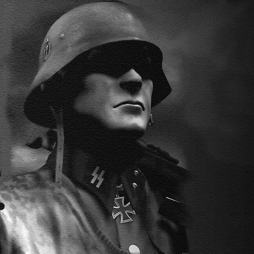 Black and White Portrait of a World War II Soldier in a Steel Helmet and Military Uniform HD phone wallpaper