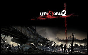 Left 4 Dead 2 Post-Apocalyptic Cityscape with Horde and Collapsed Infrastructure HD wallpaper