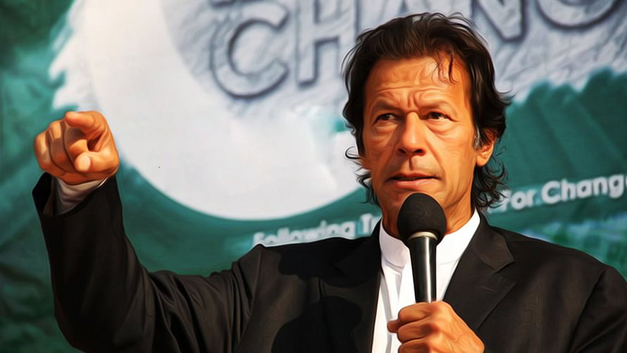 Imran Khan Speaking at a Political Rally with Microphone and Raised Fist HD wallpaper