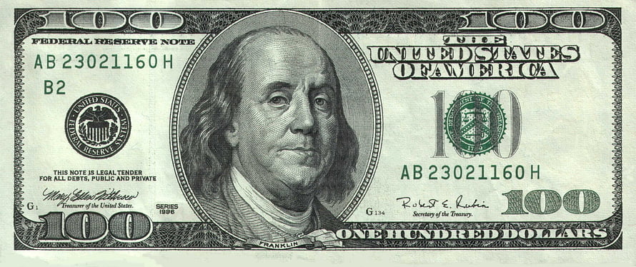 United States One Hundred Dollar Bill Featuring Benjamin Franklin Portrait HD wallpaper