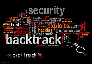 Backtrack 5 Word Cloud Featuring Hacking and Security Terminology on Black Background HD wallpaper