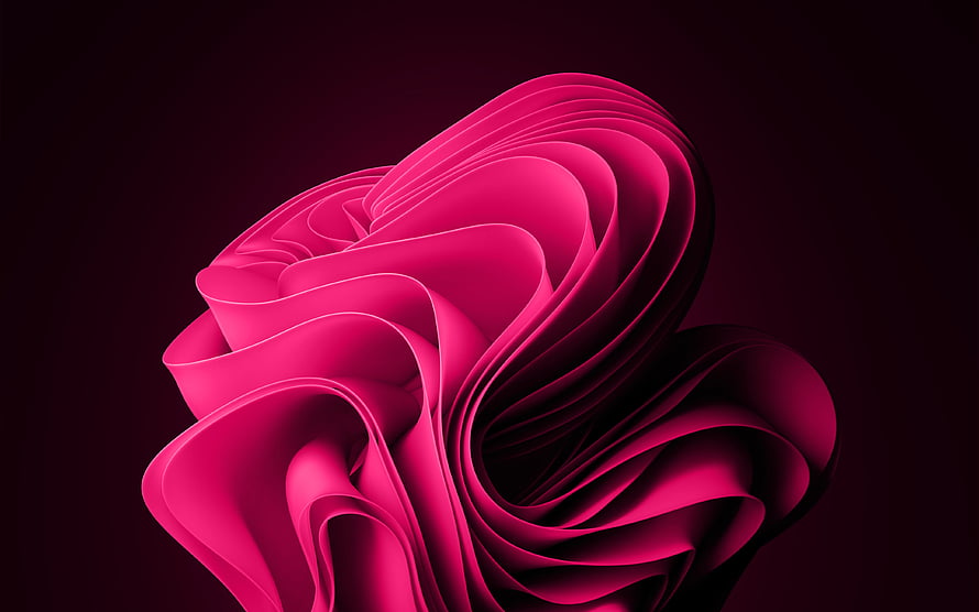 Windows 11 Default Wallpaper Abstract Pink Ribbon Sculpture on Dark Background HD wallpaper