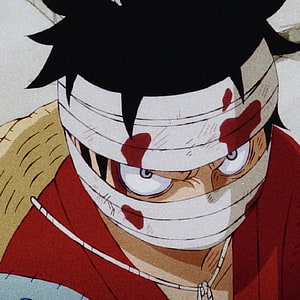 Monkey D. Luffy Bandaged Face Close-Up From One Piece Anime HD phone wallpaper