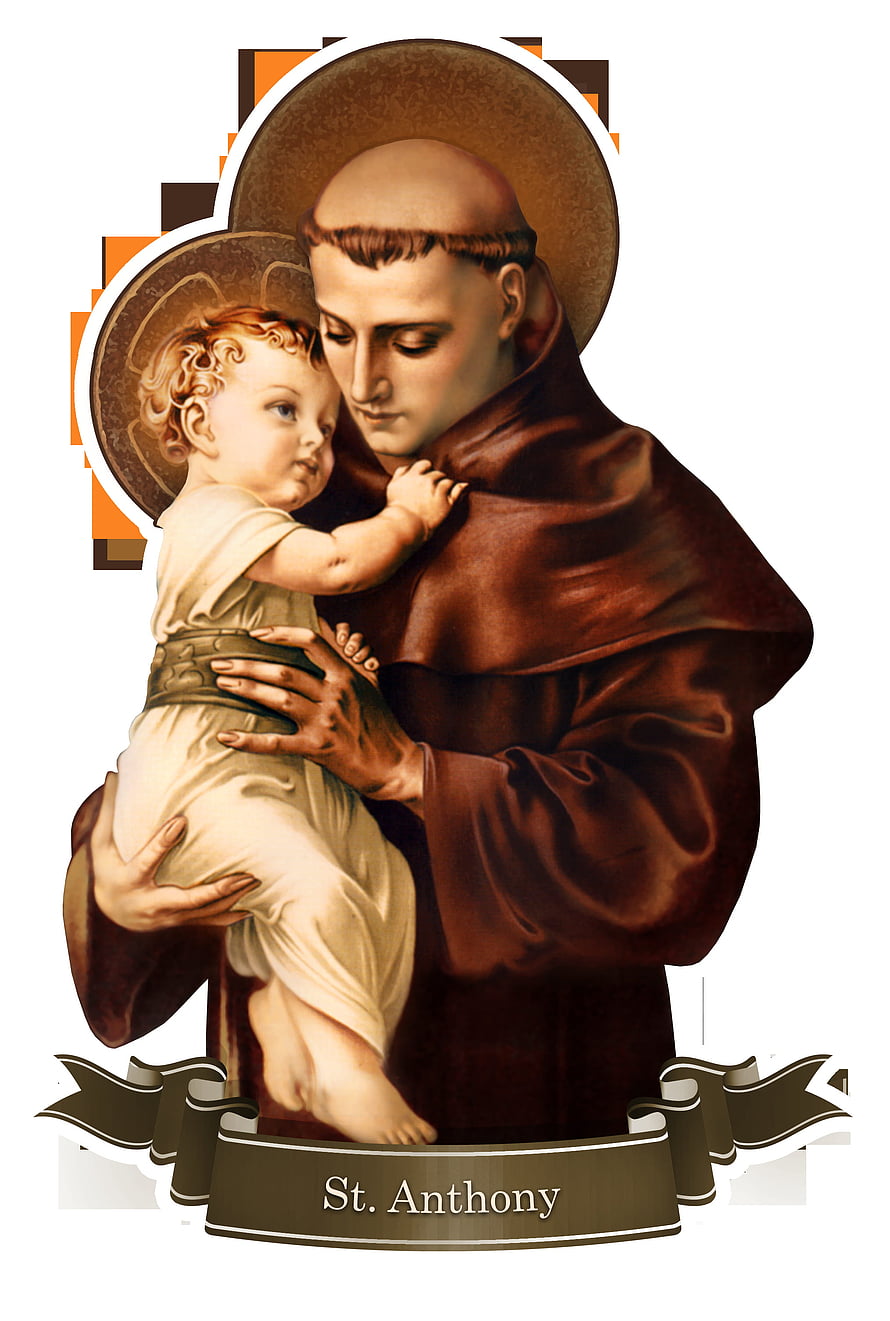Saint Anthony of Padua Holding the Christ Child in Traditional Religious Art HD phone wallpaper