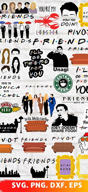 Friends TV Show Sticker Pack with Central Perk, Lobster, and Iconic Quotes HD phone wallpaper