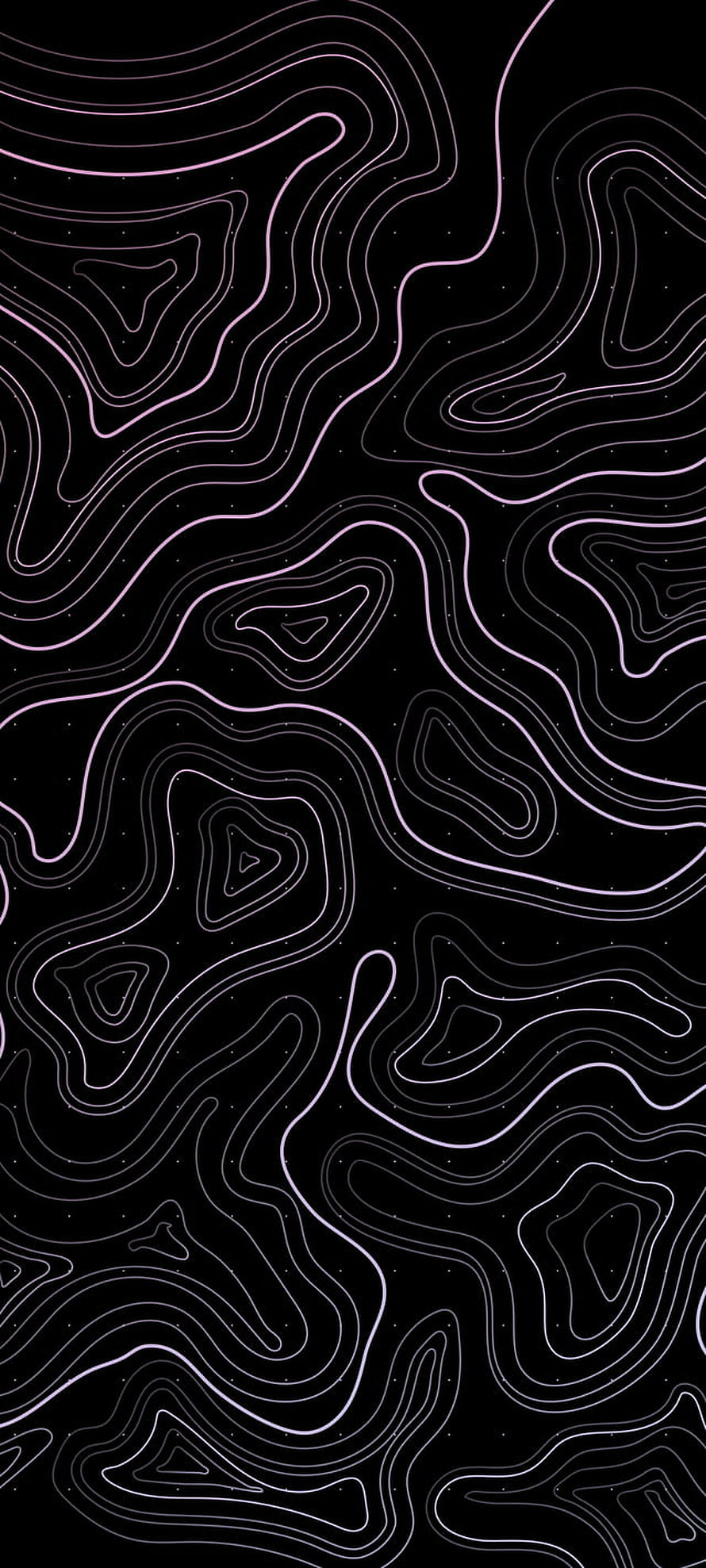 Abstract Topographic Contour Lines in Pink and White on Black Background HD phone wallpaper