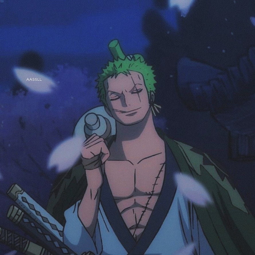 Roronoa Zoro Anime Character with Green Hair and Swords in a Dark Night Scene HD phone wallpaper