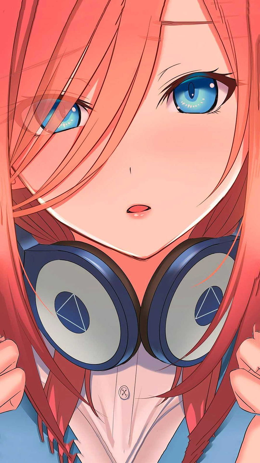 Miku Nakano Anime Girl with Headphones and Blue Eyes HD phone wallpaper