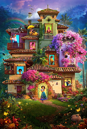 Encanto Movie Poster Featuring The Madrigal Family House With Mirabel Bruno And Luisa HD phone wallpaper