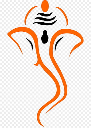 Minimalist Orange and Black Ganesha Line Art Symbol for Ganesh Chaturthi HD phone wallpaper
