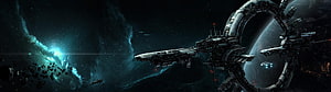 Massive Ring-Shaped Space Station Orbiting a Planet in Deep Space HD wallpaper