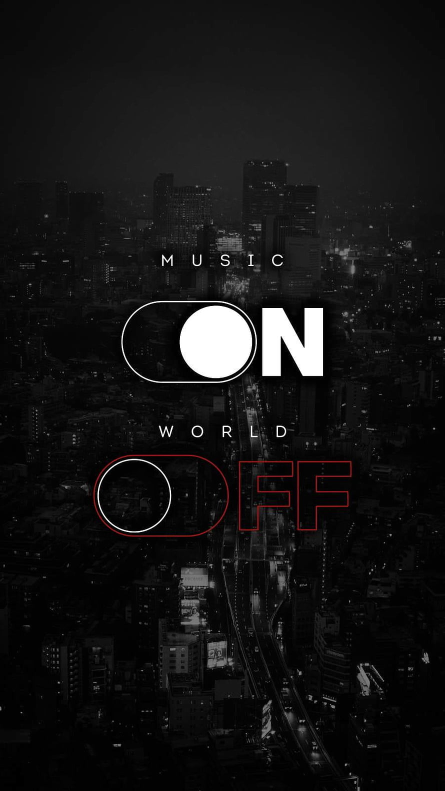 Music On World Off Toggle Switch City Night Skyline Wallpaper HD phone wallpaper