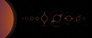 Minimalist Orange Planet Line Art Vector Illustration On Black Space Background HD wallpaper