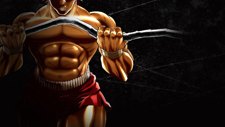 Baki Hanma Muscular Anime Character Holding Barbed Wire Wallpaper HD wallpaper